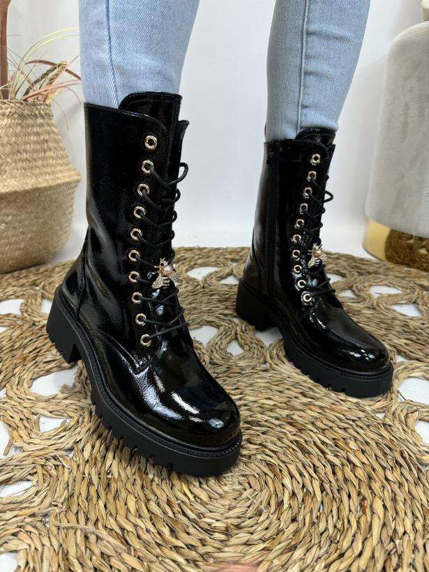 Ženske poluduboke cipele - HBL-150-BLK-LAK