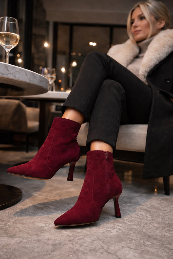 Ženske poluduboke cipele - LH30315-MAROON-SUEDE